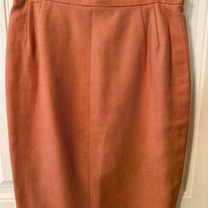 Orange Knee-Length Pleated Pencil Skirt for Work